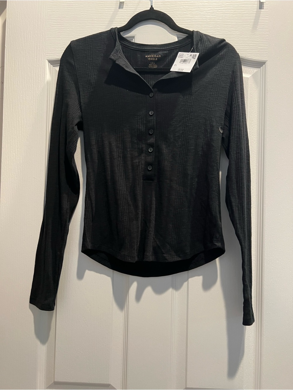 American Eagle Outfitters Black Ribbed Long Sleeve